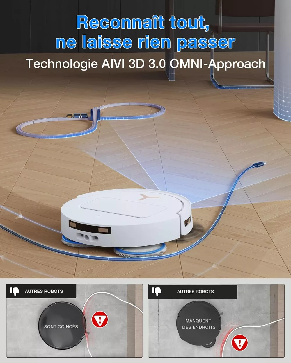 Évitement d obstacles AIVI 3D 3.0 du Deebot T50 Pro Omni Gen3