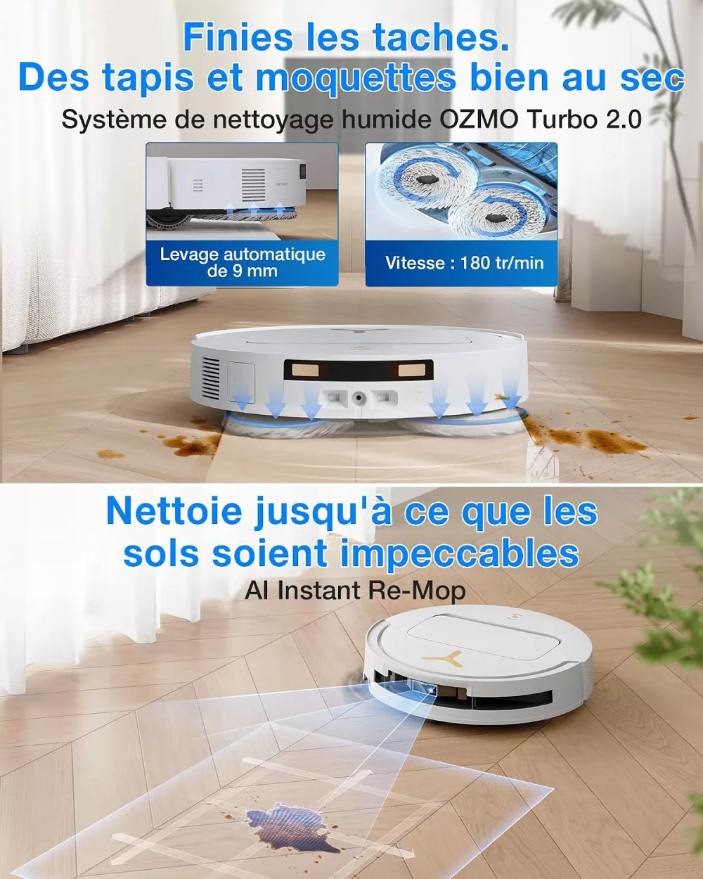 Lavage des sols OZMO Turbo 2.0 du Deebot T50 Pro Omni Gen3