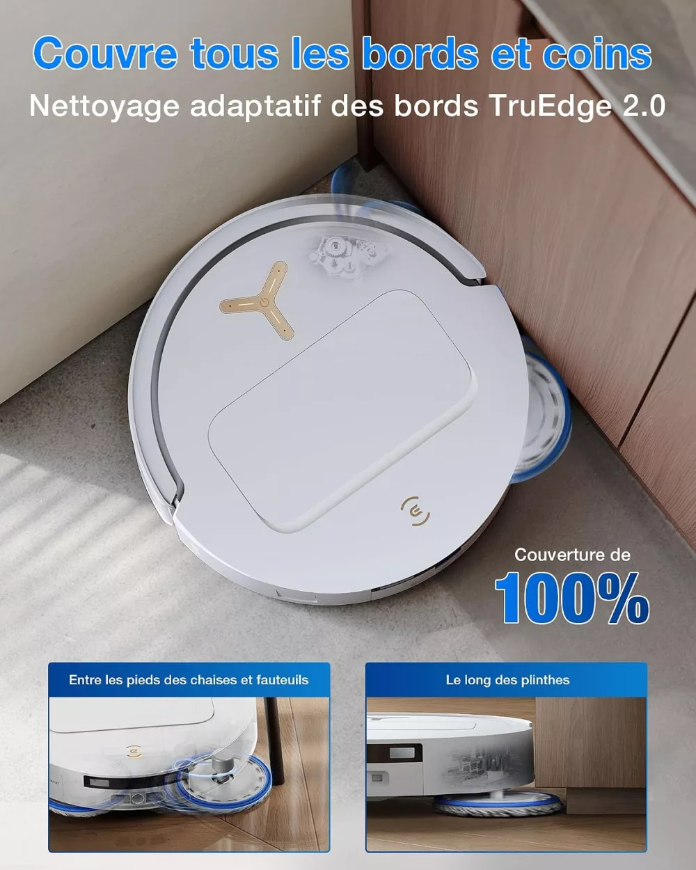 Nettoyage des bords et des coins par le Deebot T50 Pro Omni Gen3