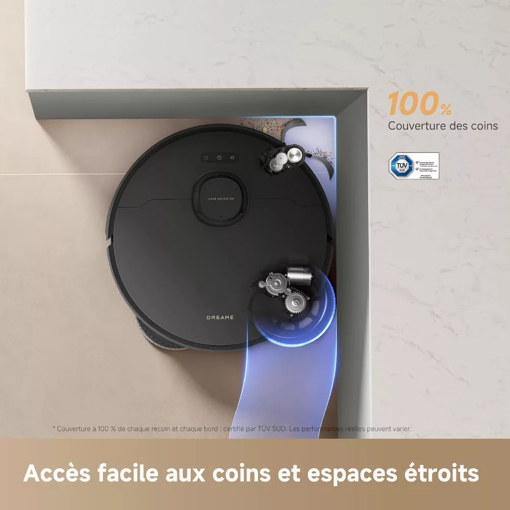 Bras flexible du Dreame L50s Pro Ultra dans les coins