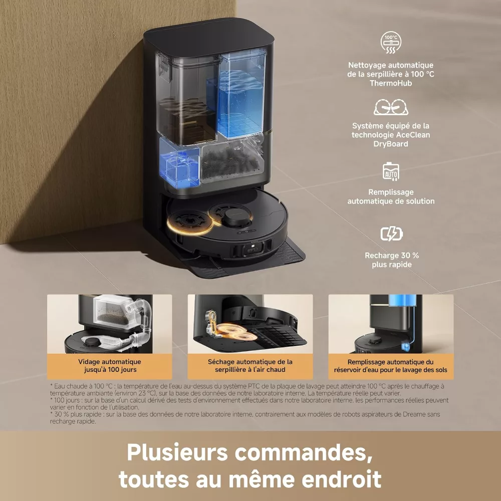 Station du Dreame L50s Pro Ultra avec remplissage automatique de solution