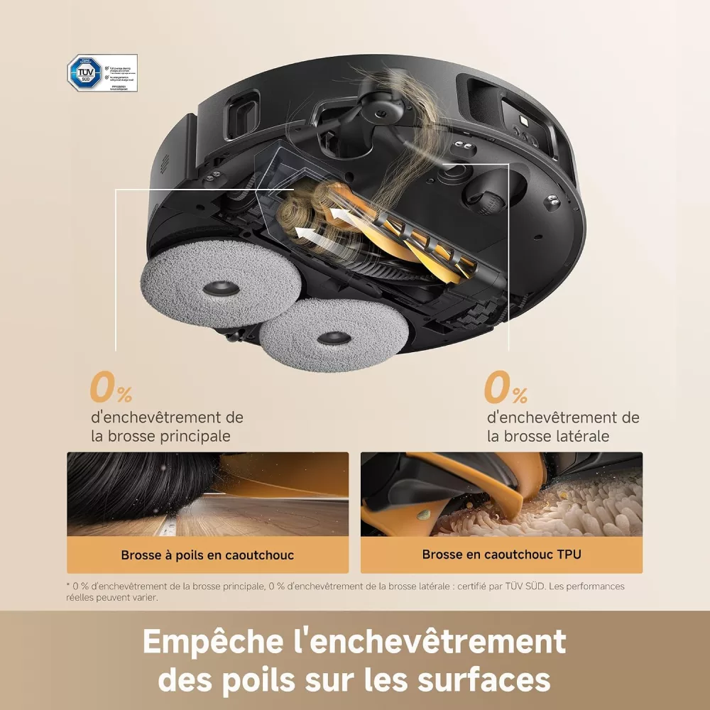 Brosse duo anti-enchevêtrement du Dreame L50s Pro Ultra