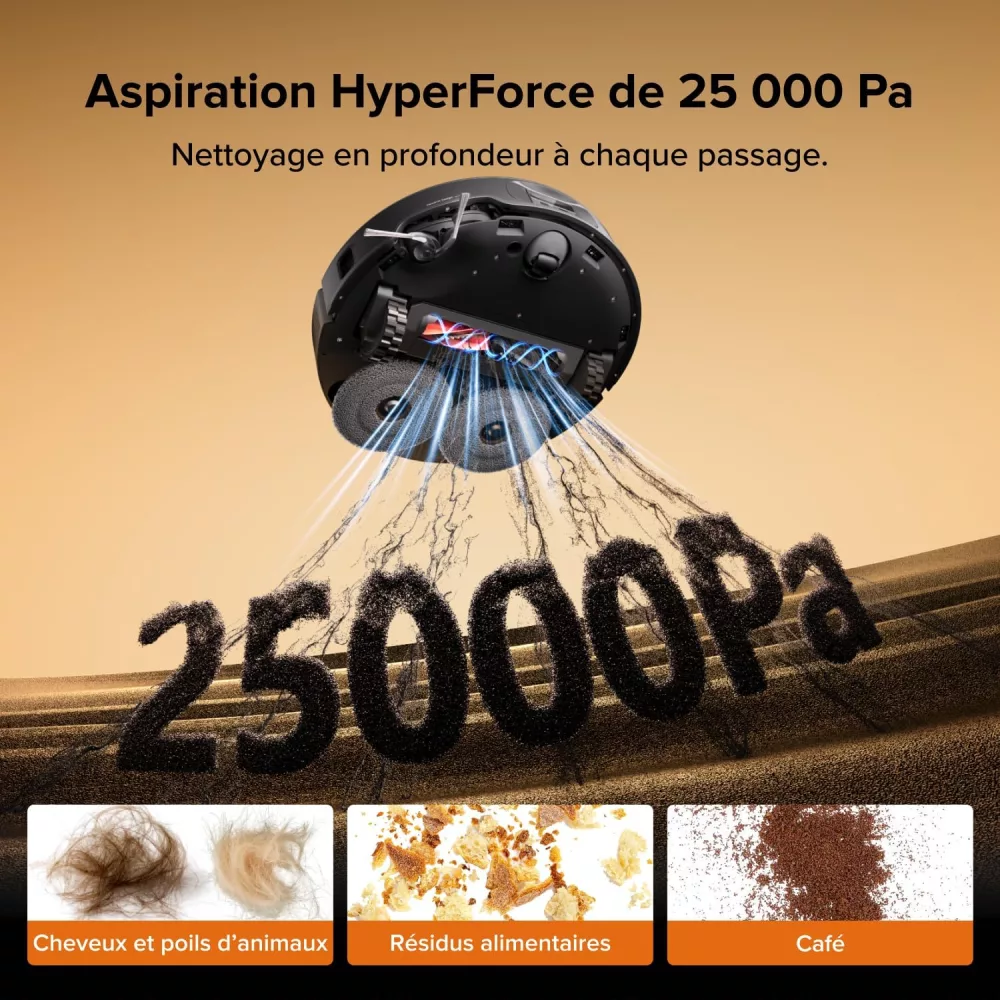 Aspiration HyperForce 25 000 Pa du Roborock Qrevo Edge 2