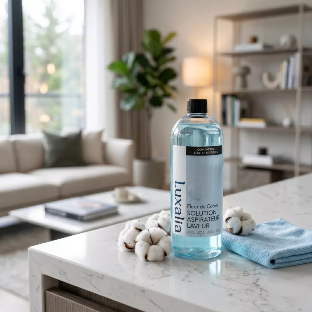 Flacon Luxalia Fleur de Coton dans un salon
