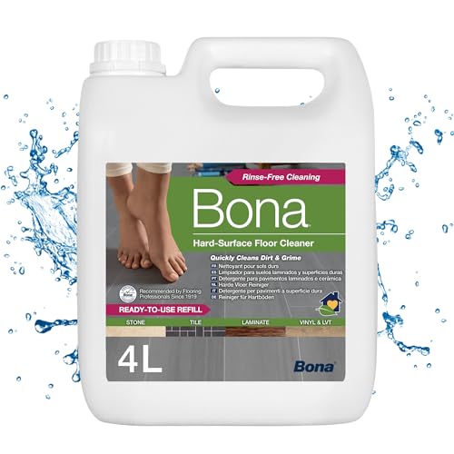 Bona Hard Floor Cleaner 4L : Nettoyant Sol pour Robot Laveur et Surfaces Dures