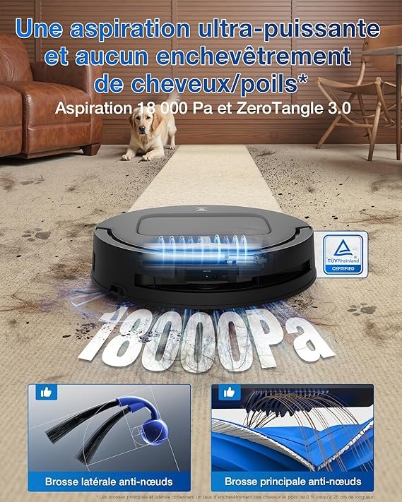 Performances d'aspiration : une puissance au sommet ECOVACS DEEBOT T80 Omni : Test Complet