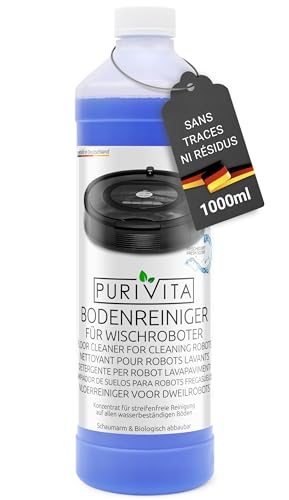 PURIVITA Produit Robot Laveur Sol – détergent concentré 1 L compatible Roborock, Ecovacs, Dreame