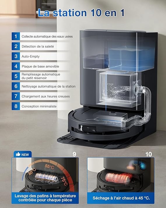 station ECOVACS DEEBOT T80 Omni : Test Complet station OMNI compacte mais fonctionnelle