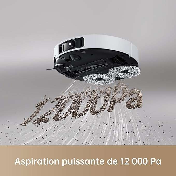 Dreame X40 Ultra Complete : Robot Aspirateur Laveur 12000 Pa avec Brosse et Serpillière Extensibles